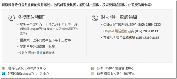 香港花旗银行分行地址